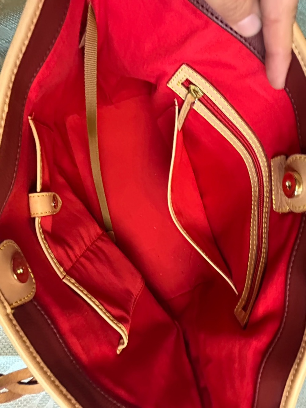 Dooney & Bourke Burgundy Tote with Tan Trim EVA BAILEY TOTE - Picture 12 of 16
